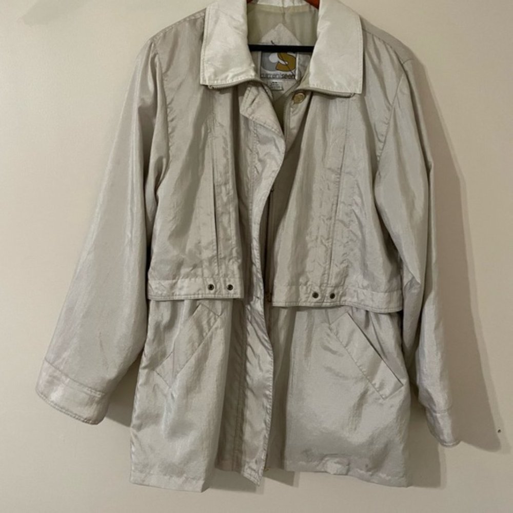 Vintage Current Seen Jacket Windbreaker Tan Iridescent Zip Button Pockets